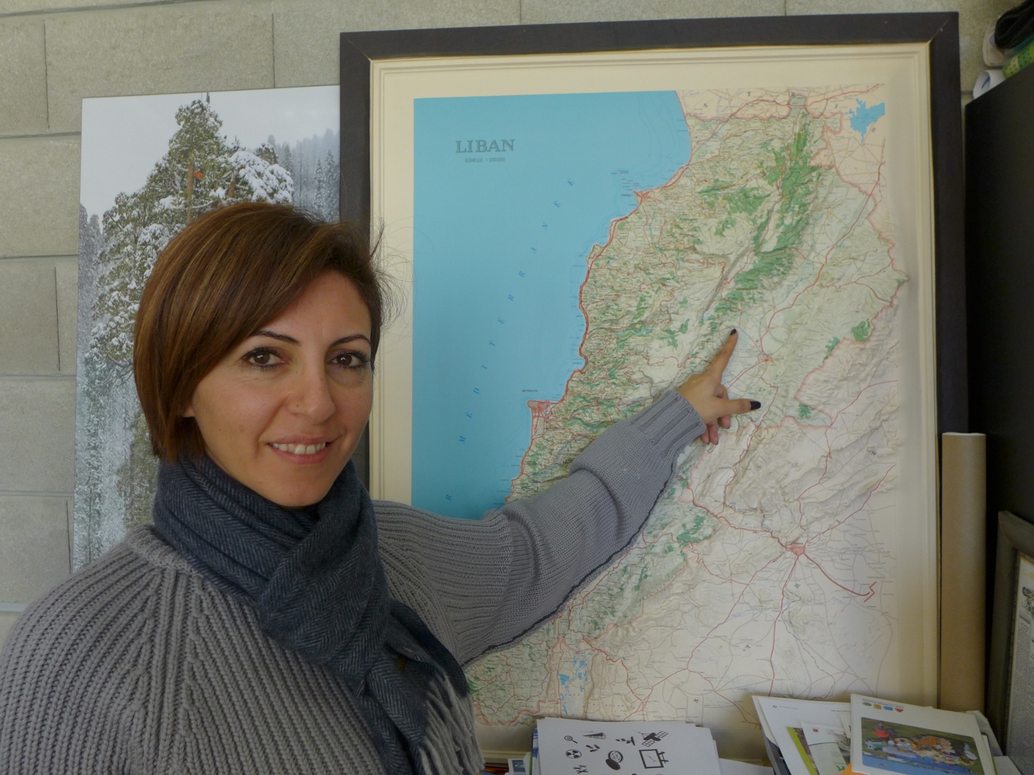 Magda indique la zone principale où se trouvent les cèdres du Liban © Globe Reporters